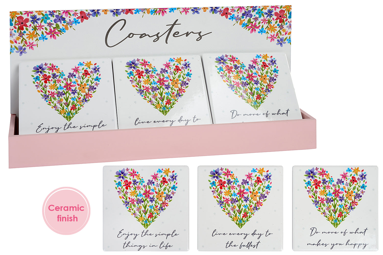 Flower Heart Coasters - Shabbyquins