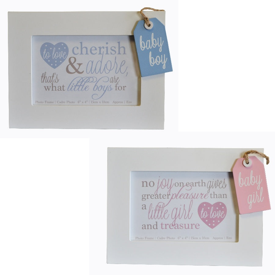 White baby photo frame by Shabbyquins for baby boy and girl, featuring a charming design perfect for nursery decor.