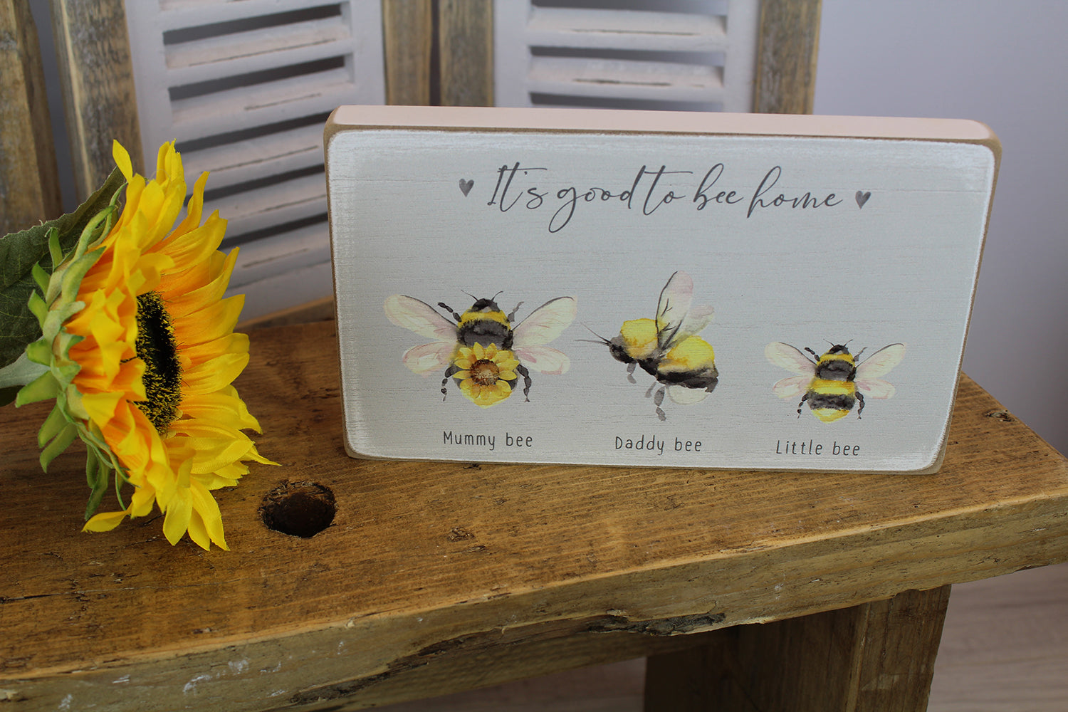 Sunflower & Bee Family Block - 2 styles available - Shabbyquins