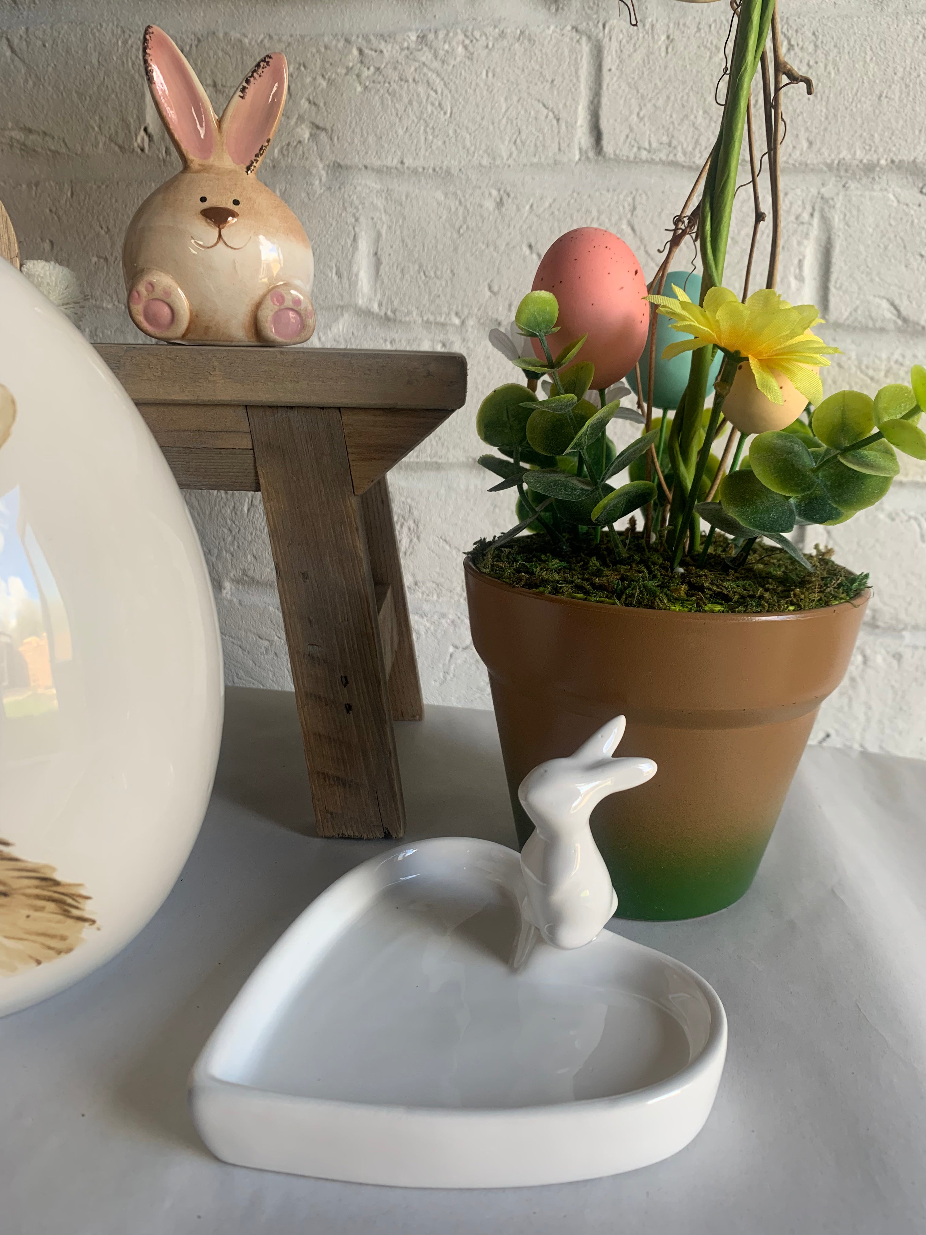 Sable Homeware ceramic rabbit-shaped heart dish made of china, featuring a glossy white finish and detailed rabbit design.