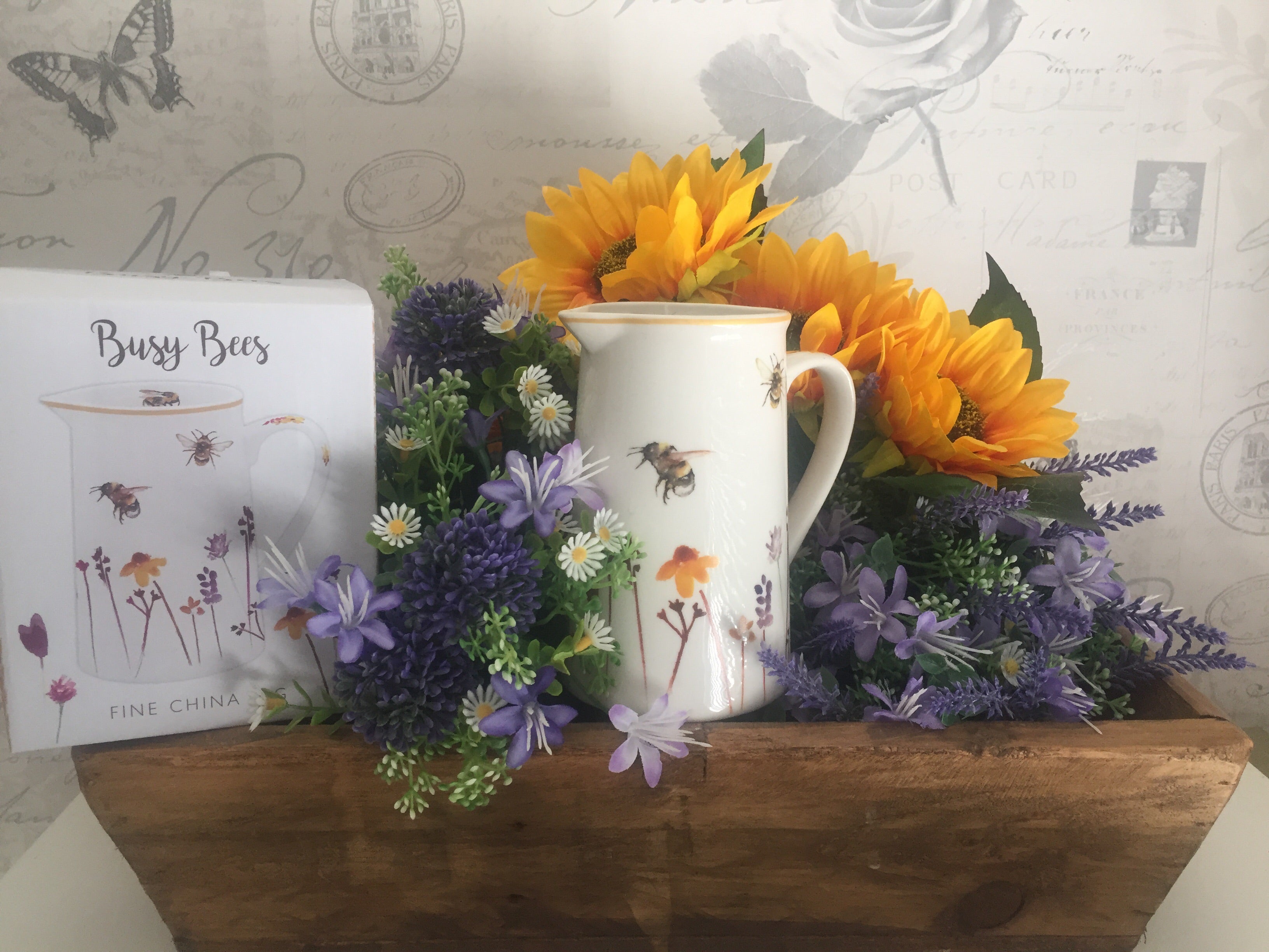 Small Busy Bees jug by Sable Homeware, featuring colorful bee designs, perfect as a decorative mug or small jug.
