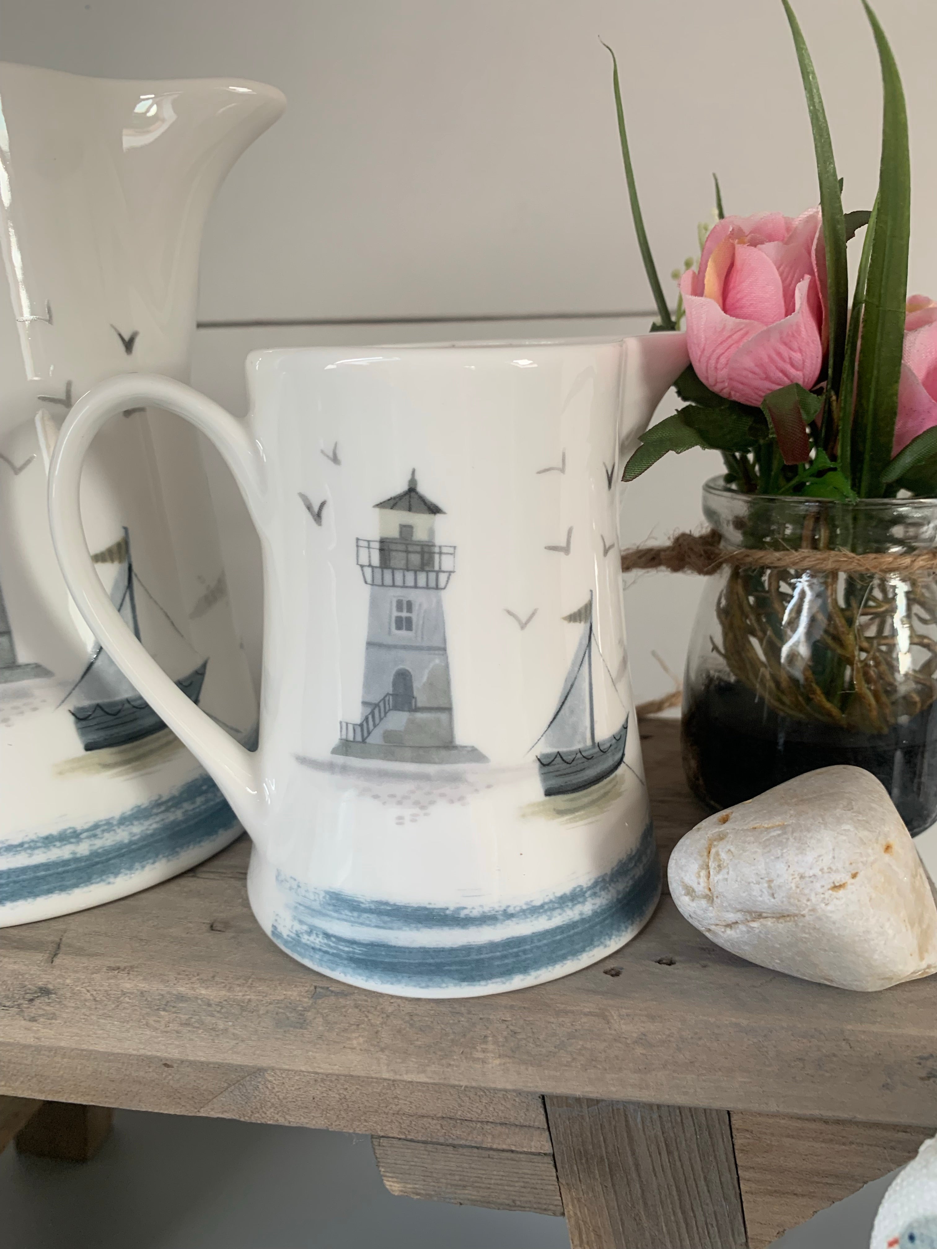 Ceramic driftwood and sage jug by Sable Homeware, earthy coastal tones with a rustic textured finish.