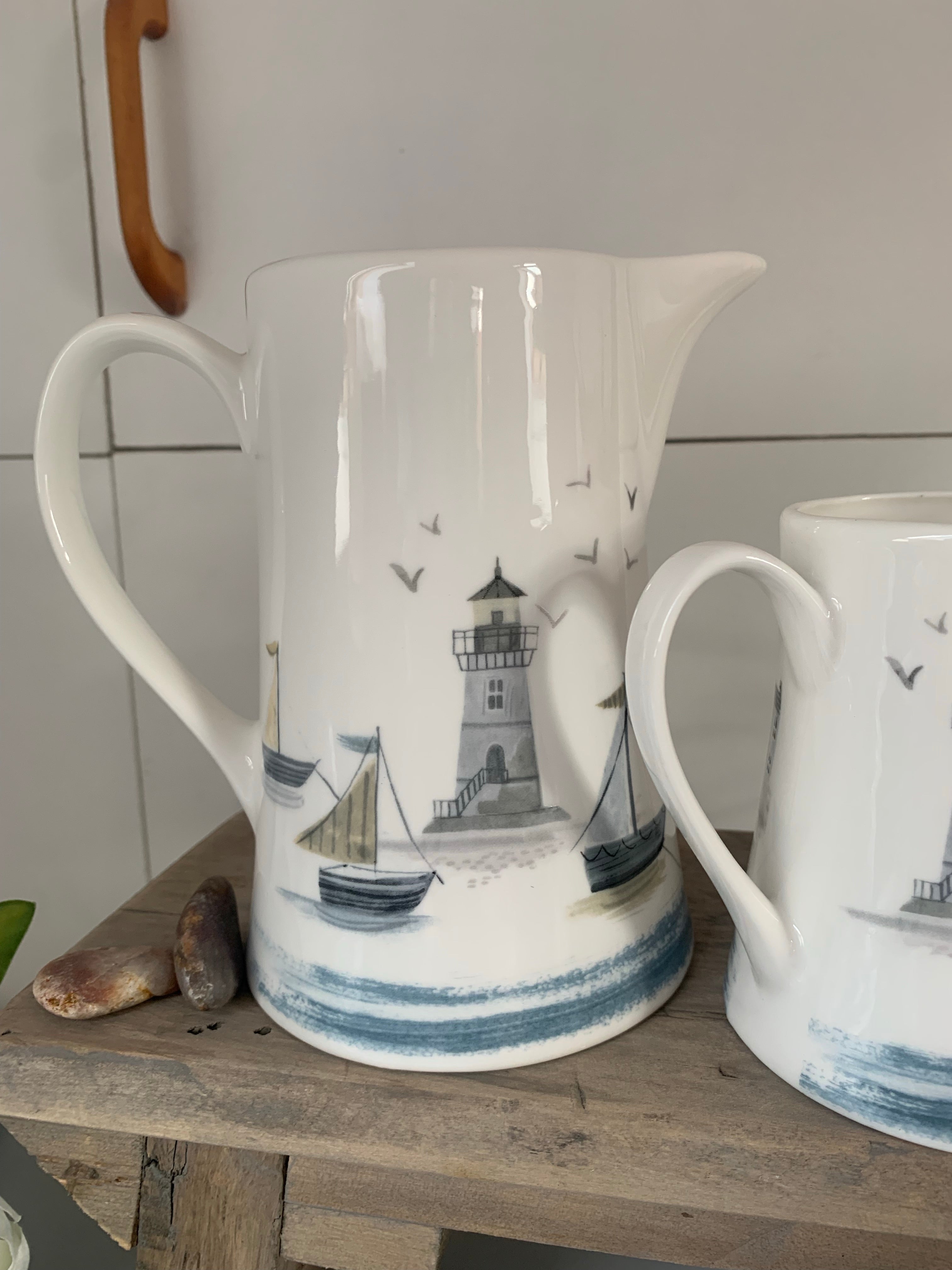Ceramic driftwood and sage jug by Sable Homeware, single size view showing full ceramic profile.