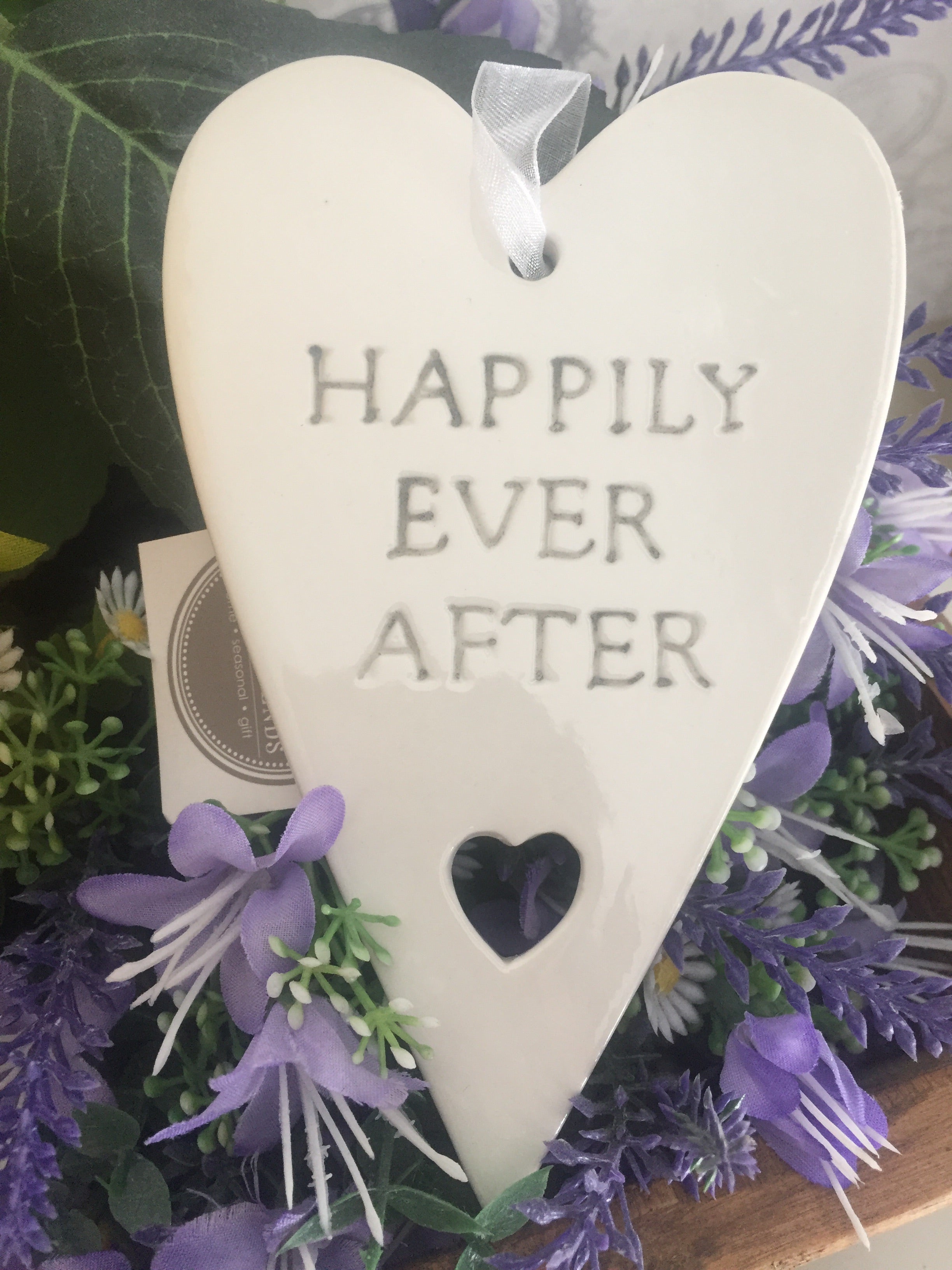 Ceramic Happily Ever After Heart - Shabbyquins