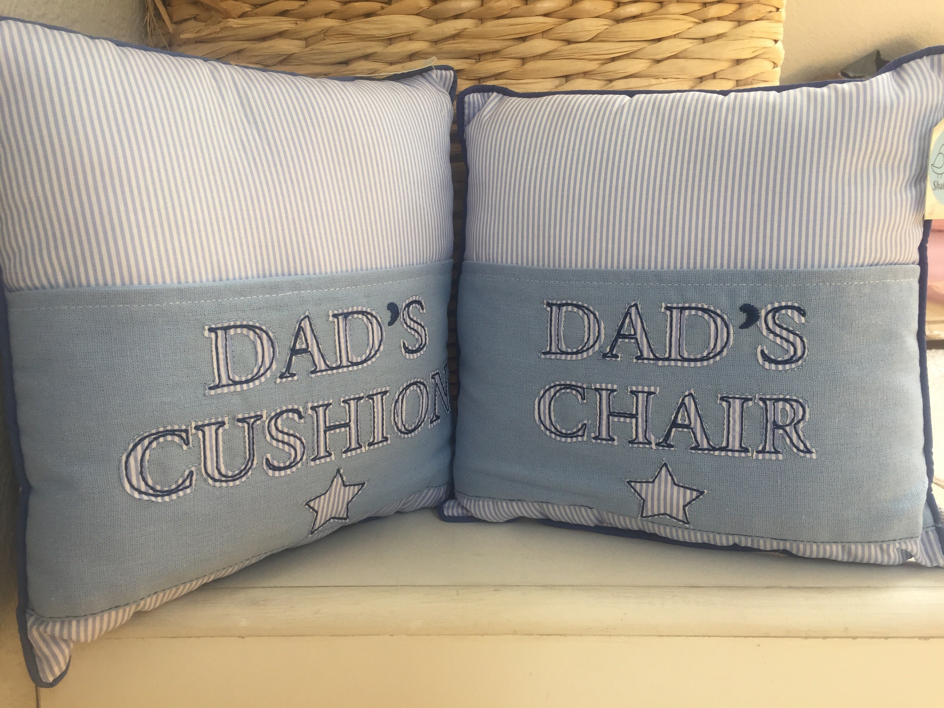 Small Dad’s Chair Cushion by Sable Homeware, soft fabric cushion with supportive filling, designed for comfortable seating on chairs.
