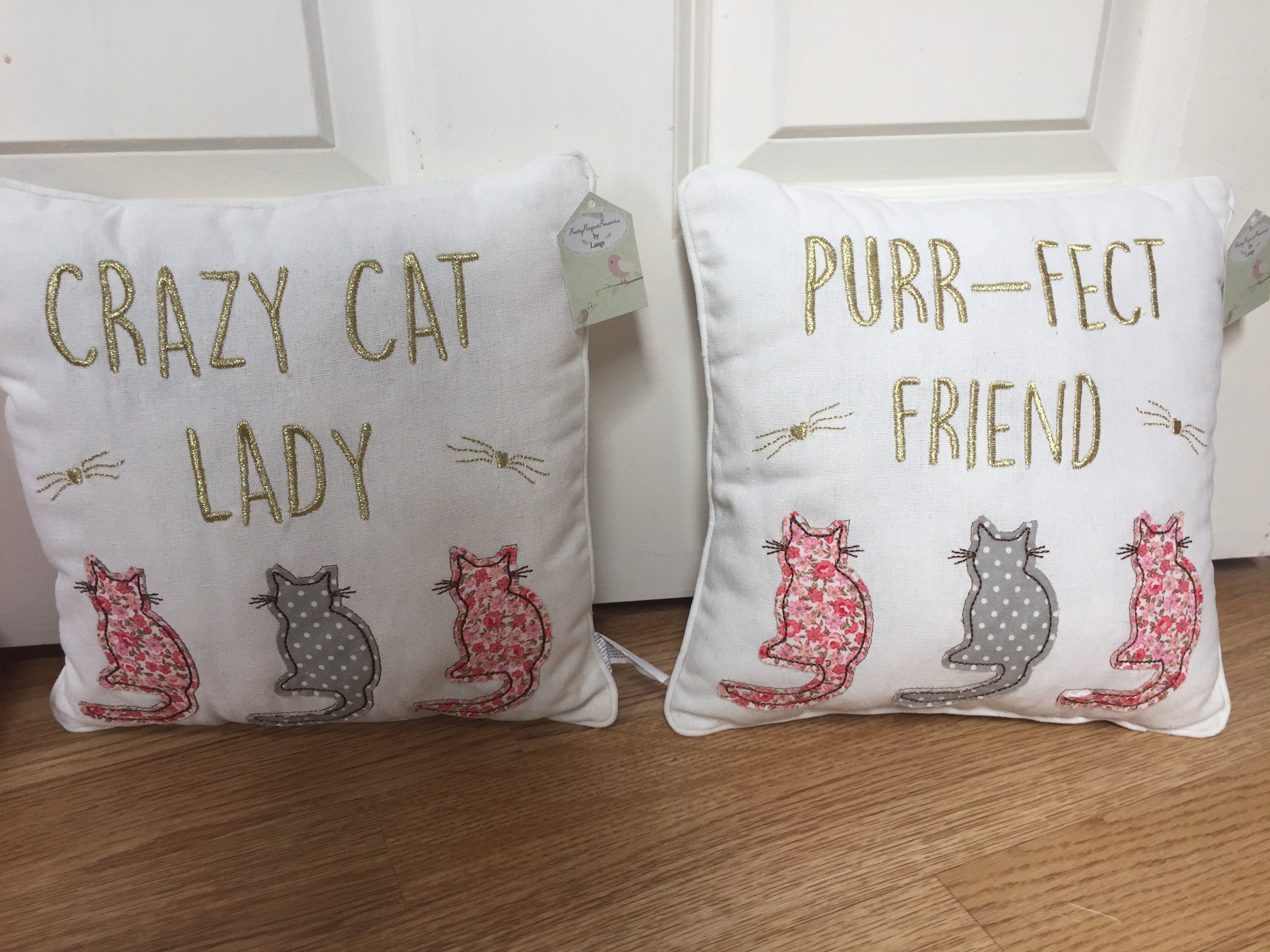 Shabbyquins Mini Cat Lovers Cushion featuring a cozy, decorative cushion with adorable cat design and soft fabric.