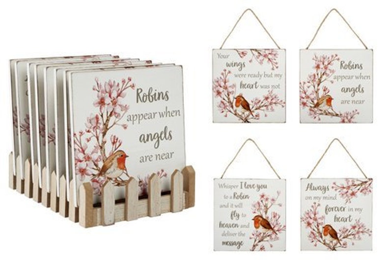 Robin Remembrance Plaques - 4 designs available - Shabbyquins