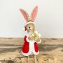 Sable Homeware Sitting Santa Rabbit ornament holding a star or present, decorative figure for festive holiday decor.